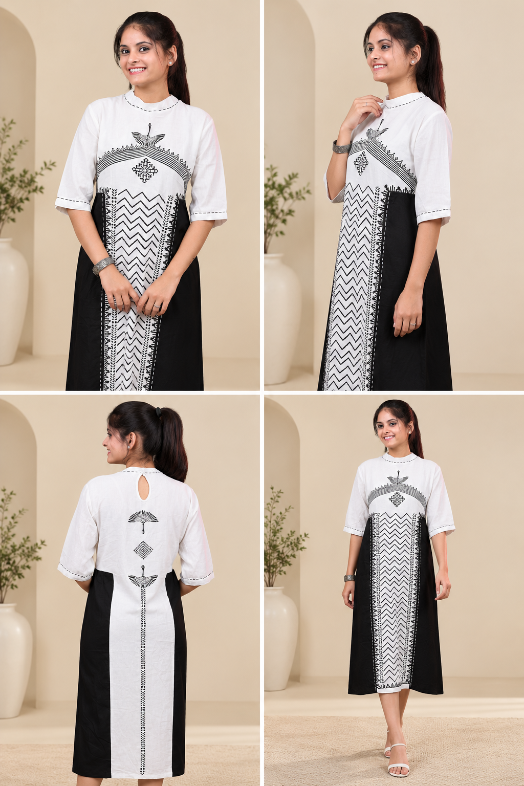 Jia hand block Printed A-line dress