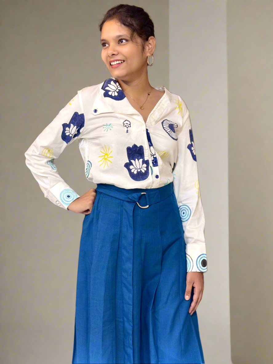 Hamsa harmony block print shirt