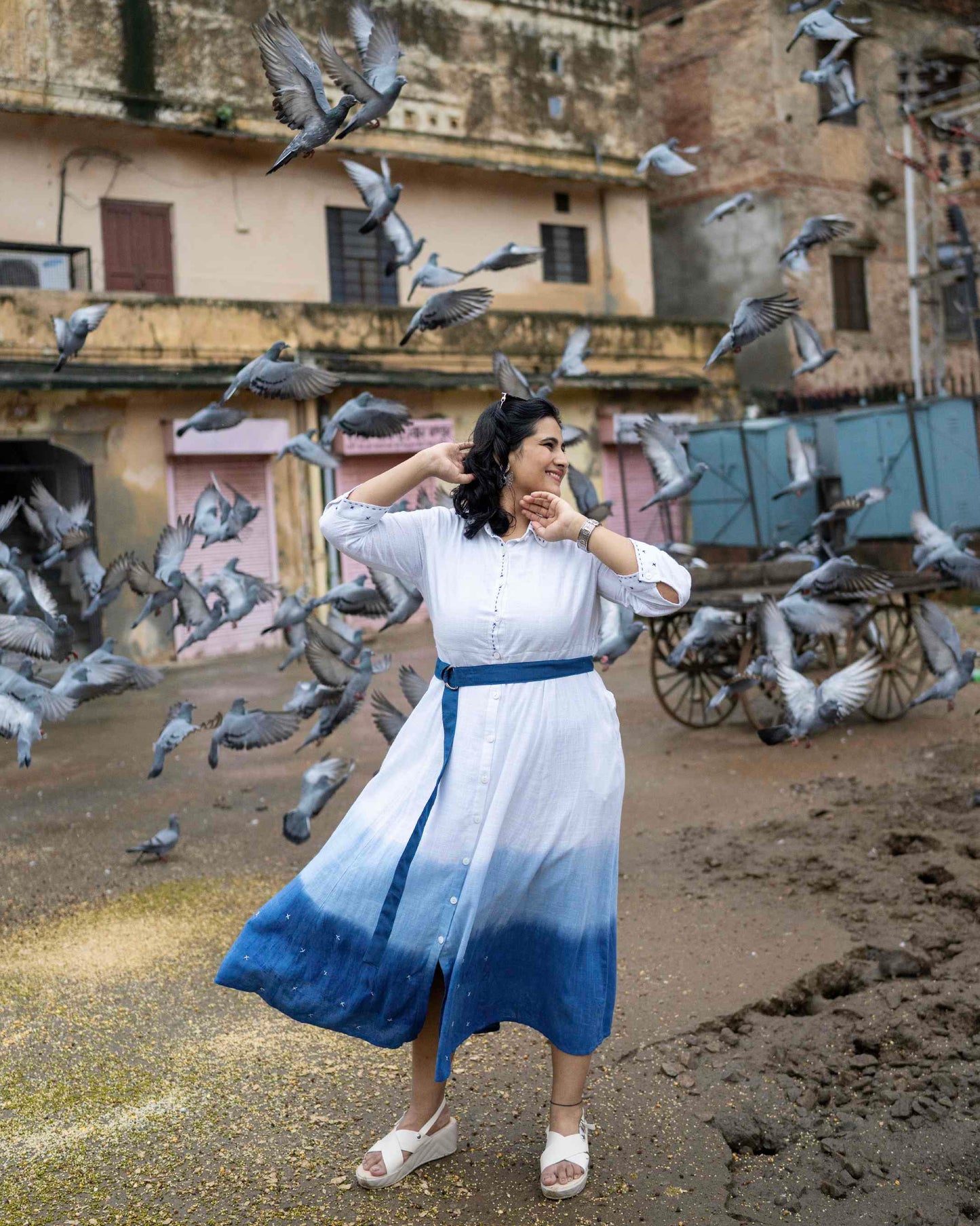 Masakalli hand embroidered ombre dress
