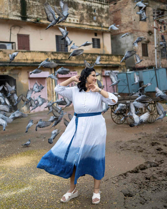 Masakalli hand embroidered ombre dress